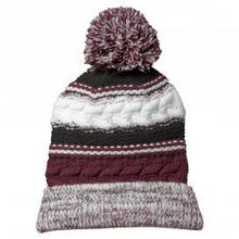 Load image into Gallery viewer, Pom Pom Beanie - Maroon/Black/White
